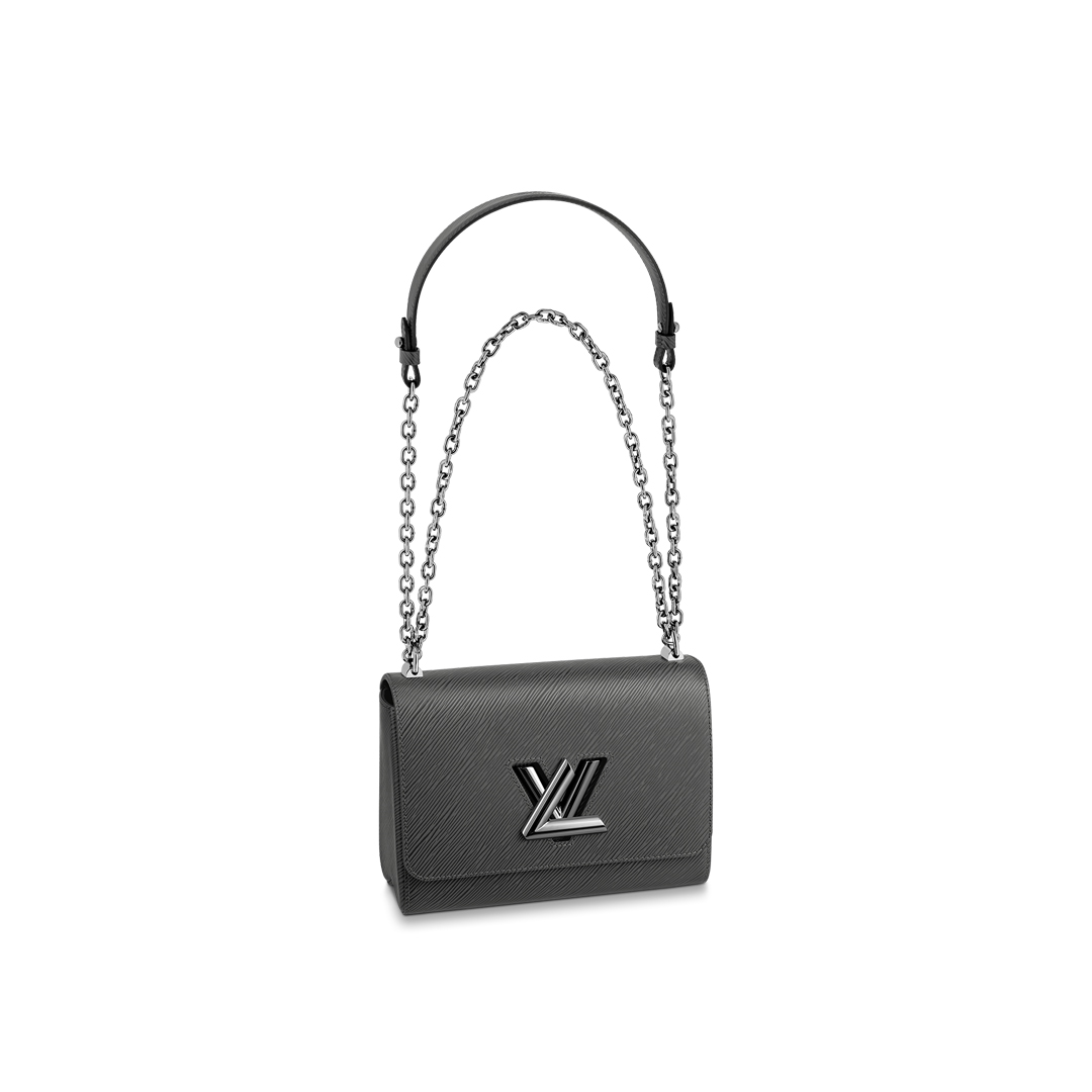 Louis Vuitton TWIST MM Handbag Epi Leather M56530 Etain Metallic Gray